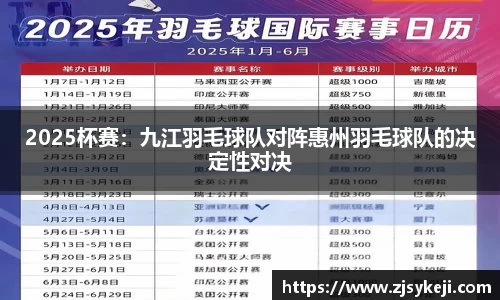 2025杯赛：九江羽毛球队对阵惠州羽毛球队的决定性对决